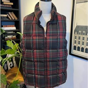 Women’s Preppy Plaid Eddie Bauer Goose Down Puffer Vest size L